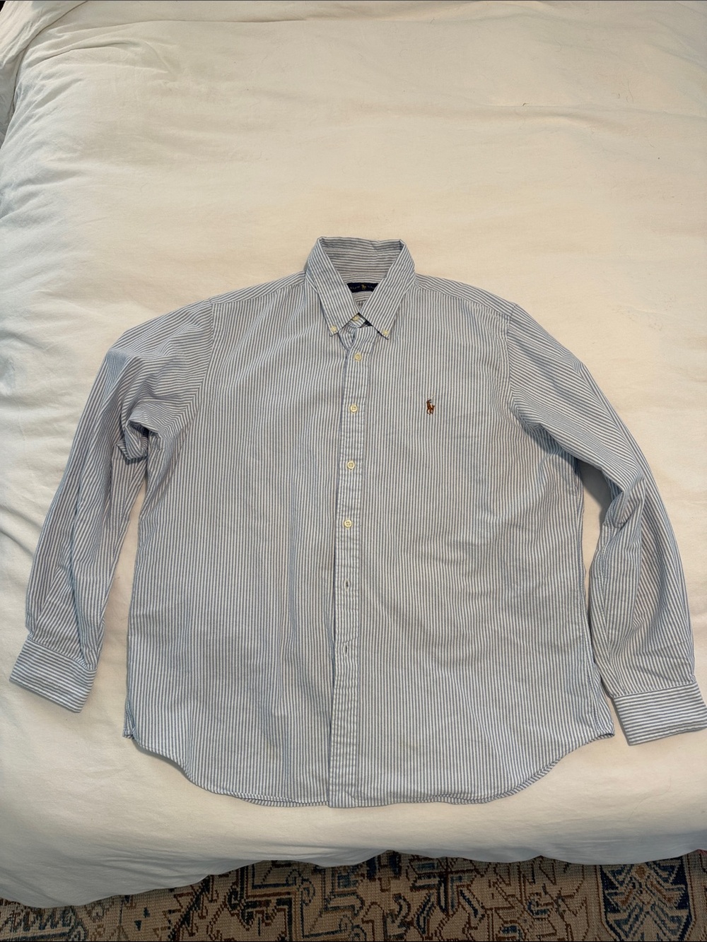 Ralph Lauren Light Blue and White Striped Oxford Shirt